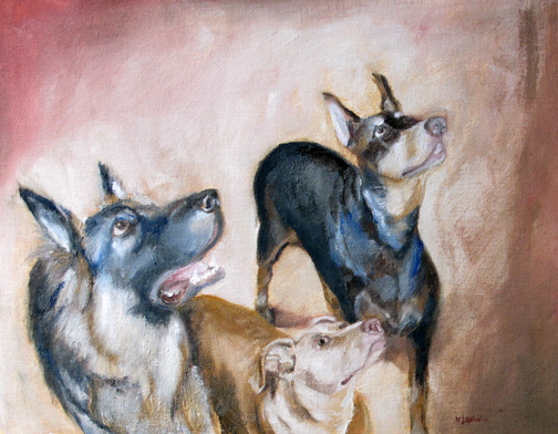 Best Friends Painted Dog Portraits by K.Loew, Karen Loew, K. Loew